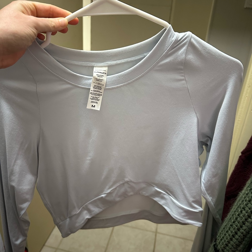 Alphalete Soft Blue Long Sleeve Crop Top